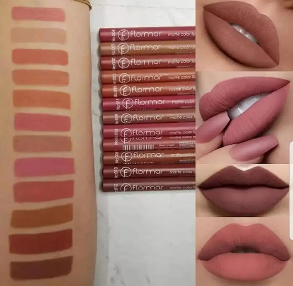 Flormar 12 Matte Lip Pencils – Define, Shape & Perfect for Your Lips