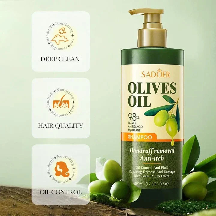 SADOER 98% Olives + Amino Acid Squalene Shampoo | Deep Nourishment & Shine Boost Hair Care